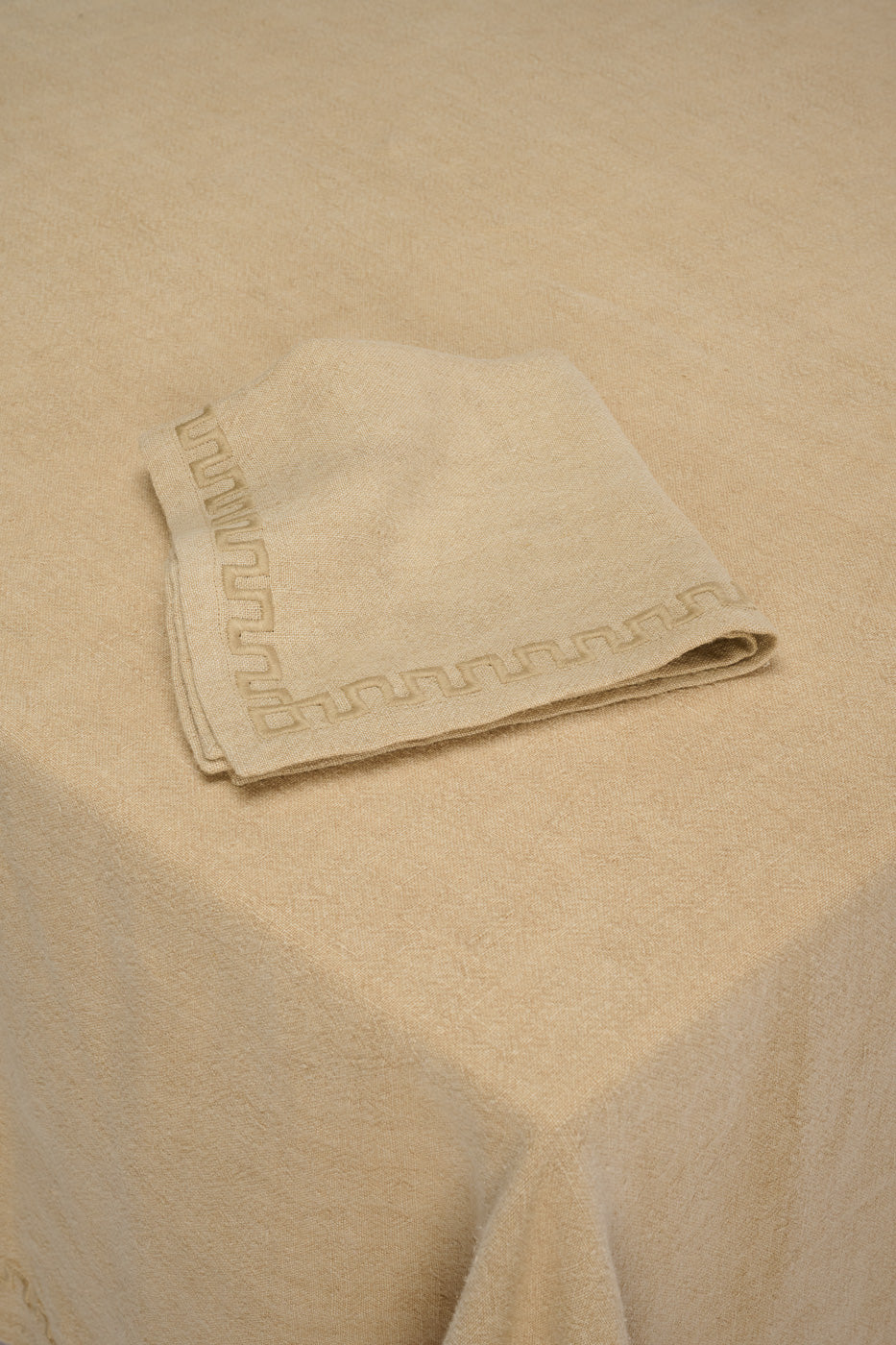 Frame linen tablecloth, beige
