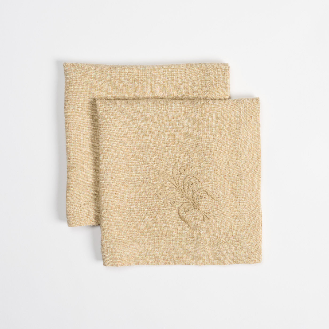 Floral linen napkin, beige - pair of two