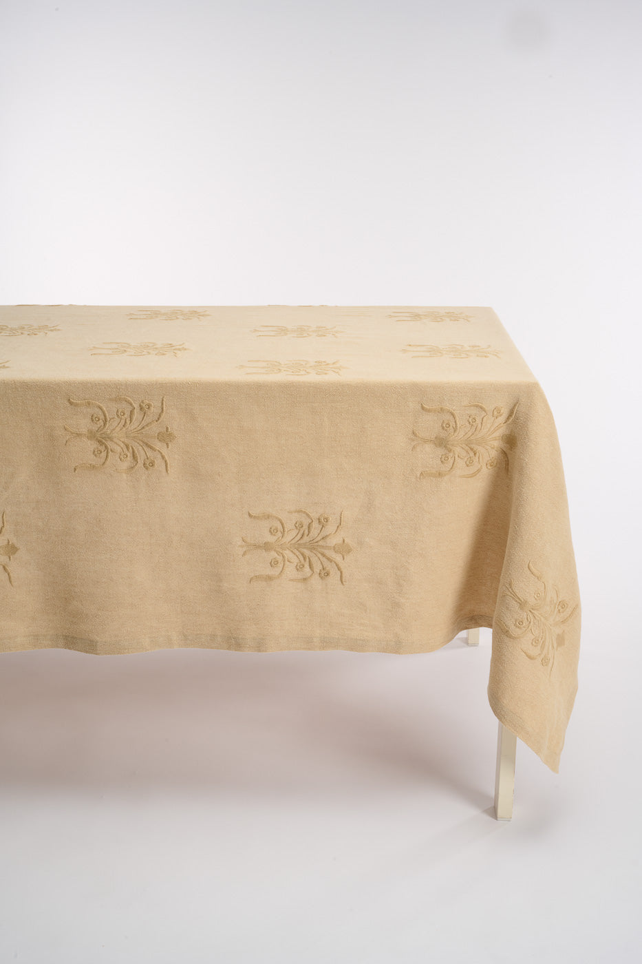 Floral linen tablecloth, beige