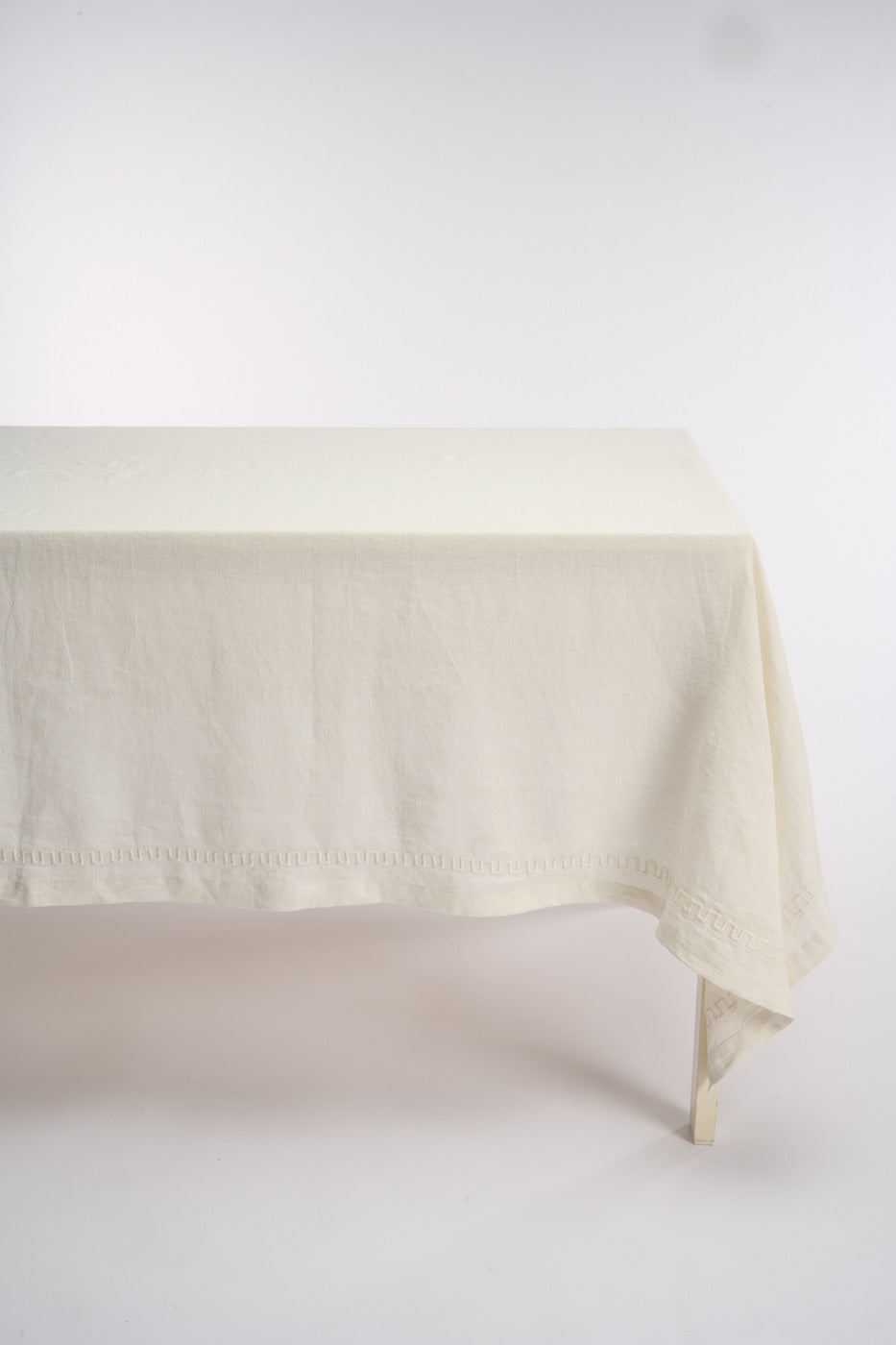 Frame linen tablecloth, white